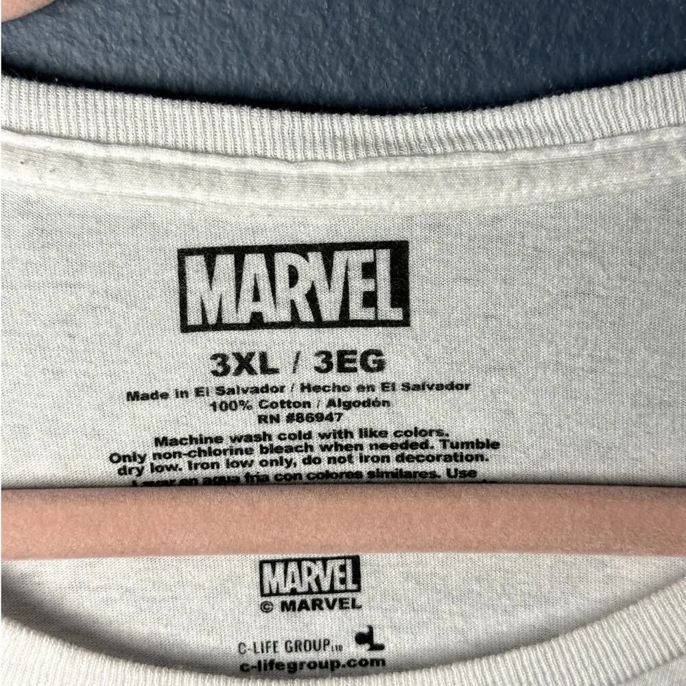Marvel Mens XXXL Crew Neck White T-Shirt 54x34 Big and Tall - Picture 5 of 6
